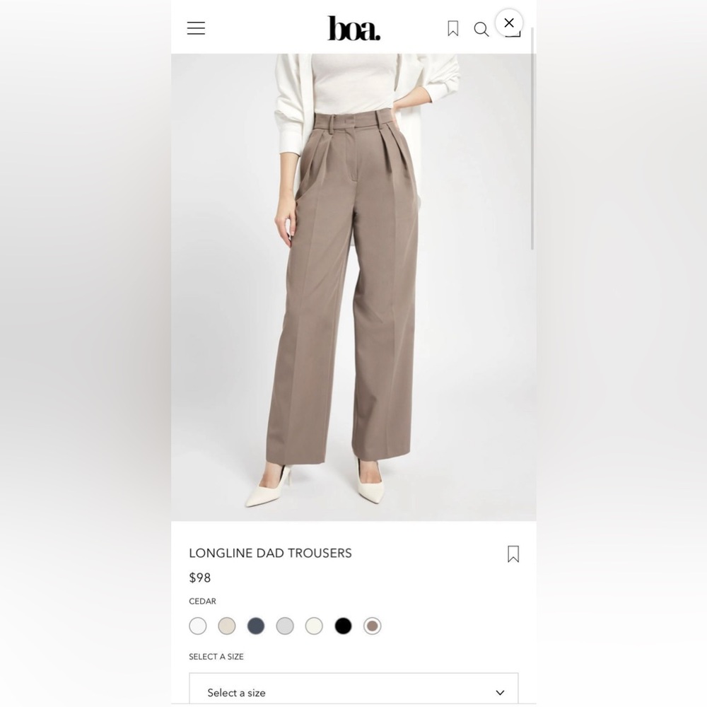 NWOT Because of Alice — BOA — BOA. — longline dad trouser size medium
